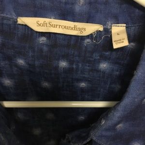 Like-new 100% linen button down blue tunic top